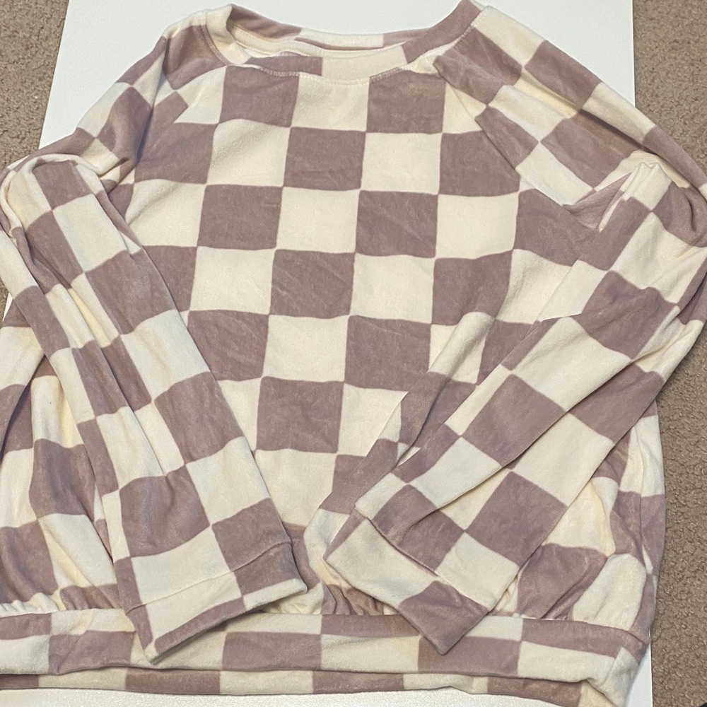 Purple and Cream Checker Long Sleeve